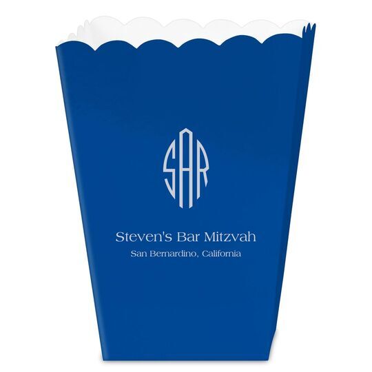 Shaped Oval Monogram with Text Mini Popcorn Boxes